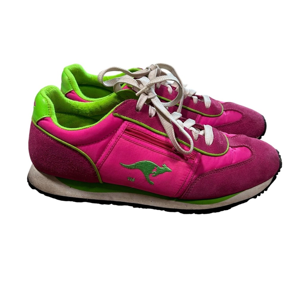 VTG Y2K KangaROOS Women's Pink Green Retro Preppy Pocket Sneakers Size 11